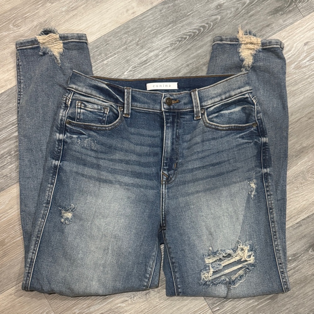 Buckle Eunina Blue Distressed Straight Leg Jeans